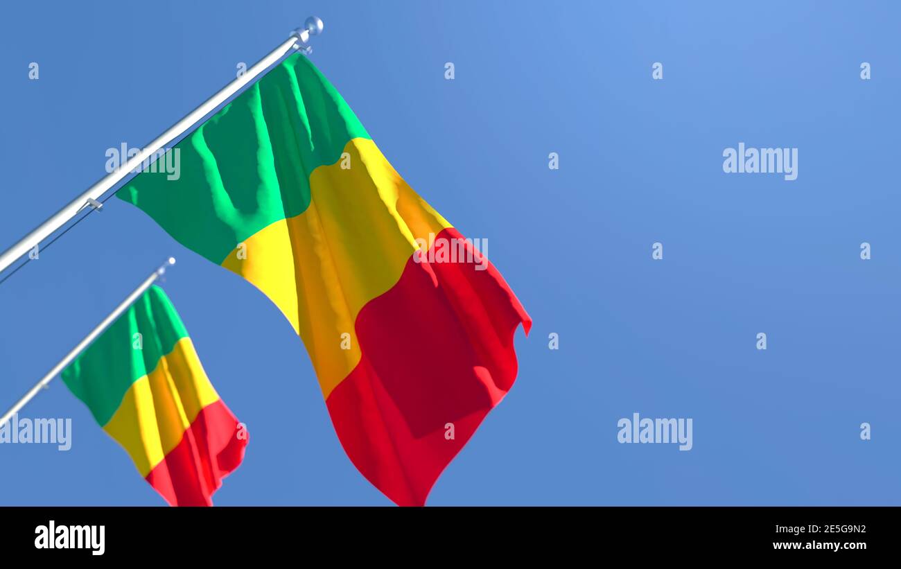 3D rendering of the national flag of Mali waving in the wind Stock ...