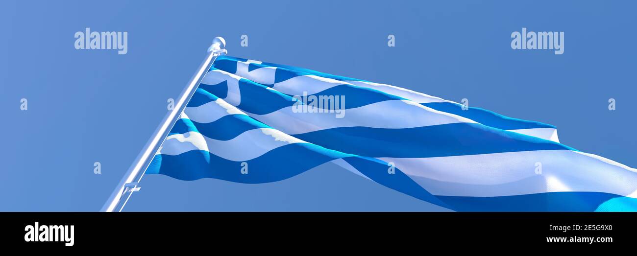 3D rendering of the national flag of Greece waving in the wind Stock ...