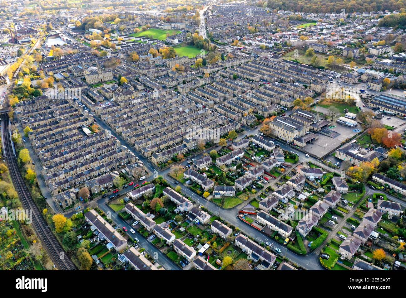 Aerial photo taken in the small town of Shipley in the City of Bradford
