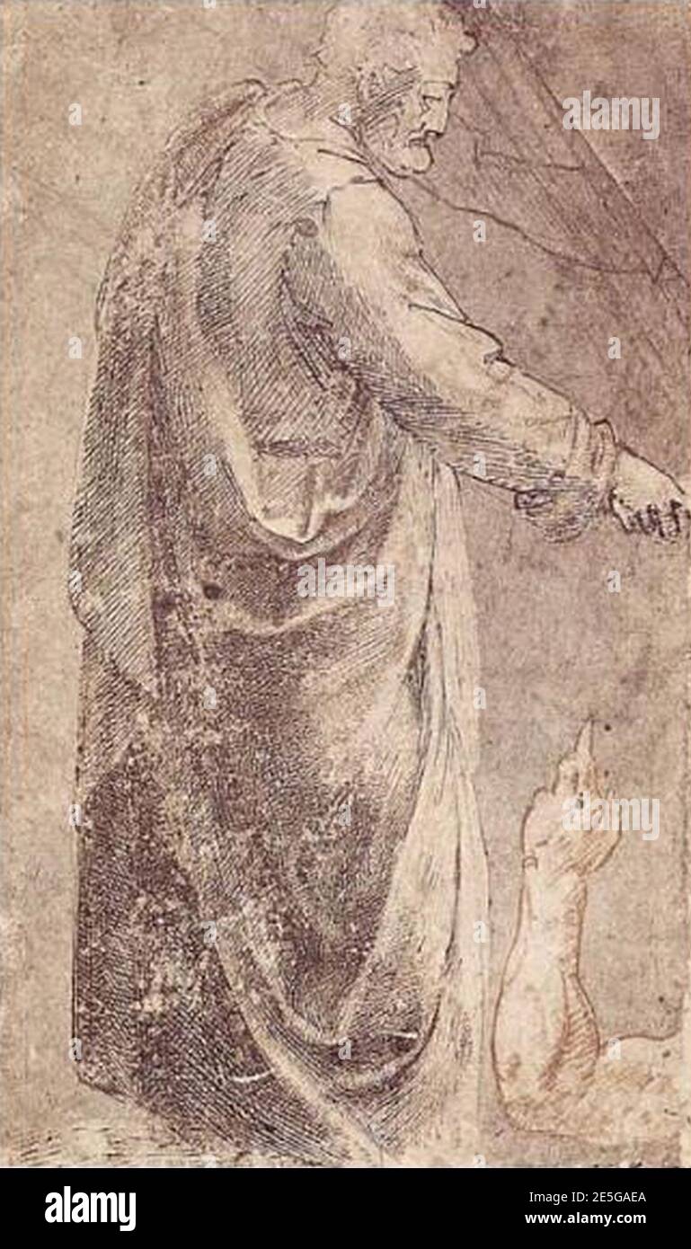 Michelangelo, drawing from the tribute money by masaccio (munich Kupferstichkabinett). Stock Photo