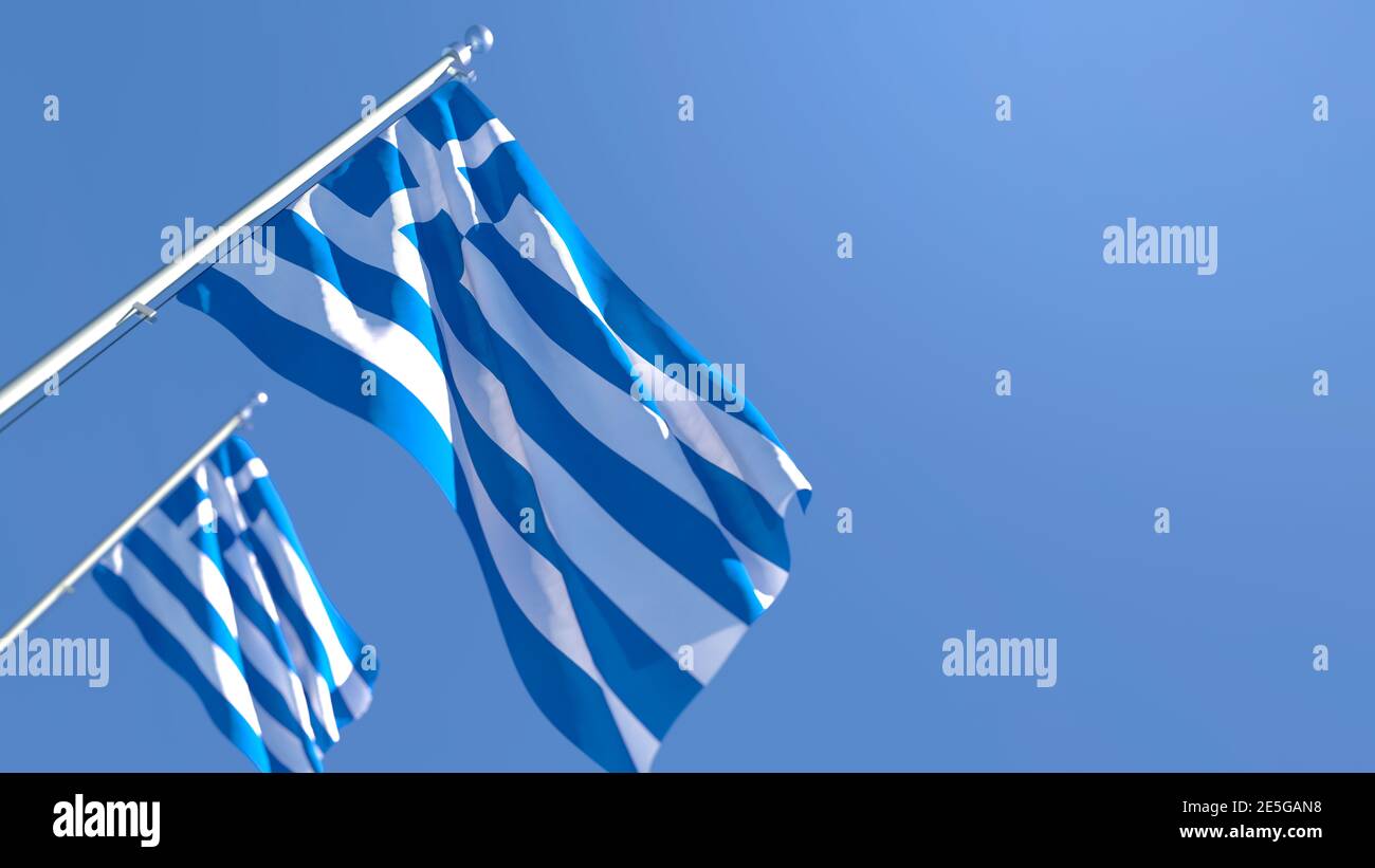 3D rendering of the national flag of Greece waving in the wind Stock ...