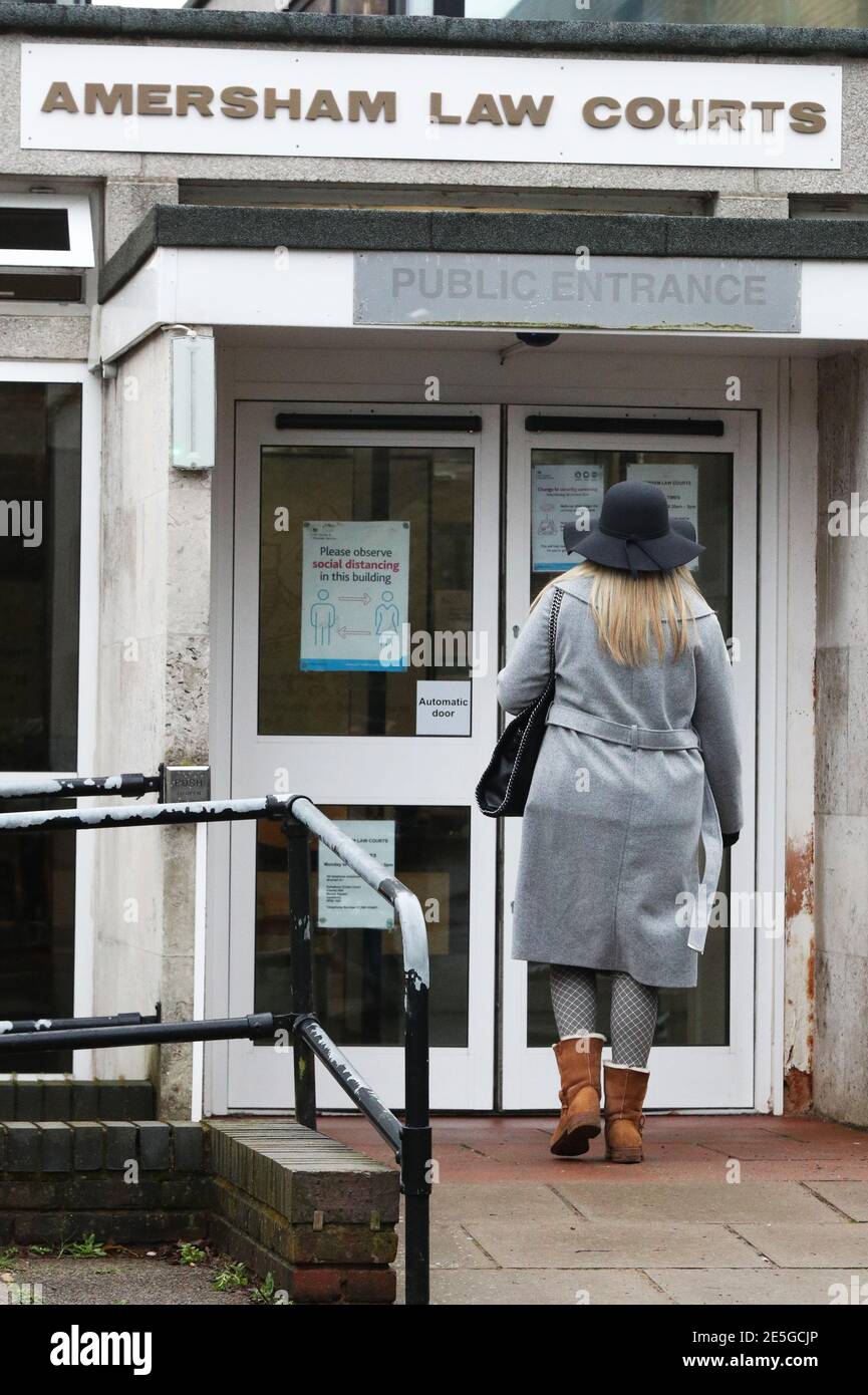 Teaching assistant Kandice Barber arrives at Amersham Law Courts,  Buckinghamshire, where she is being tried for a second time over  allegations that she had sex with a 15-year-old student in a field