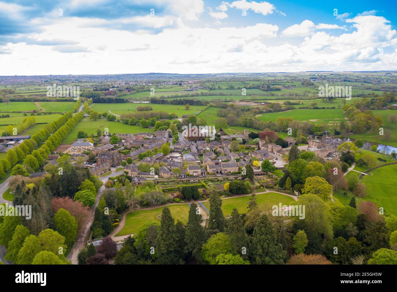 Aerial photo of the small village of Ripley in Harrogate in North