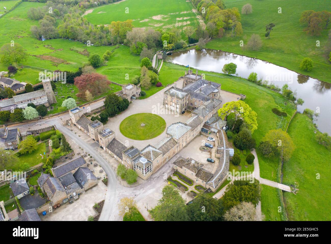 Aerial photo of the small village of Ripley in Harrogate in North
