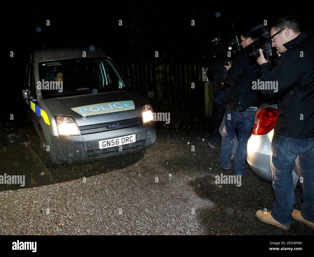 A police van is photographed leaving the house of Peaches Geldof after she was found dead at her home in Kent April 7, 2014. Geldof, second daughter of Band Aid founder and musician Bob Geldof and a media and fashion personality in her own right, has died at her home in Kent, southern England, aged 25, her family said on Monday. Kent police issued a statement saying the death of a 25-year-old woman, whom they did not identify, was being treated as a 'non-suspicious but unexplained sudden death'.  REUTERS/Olivia Harris (BRITAIN - Tags: SOCIETY ENTERTAINMENT) Stock Photo
