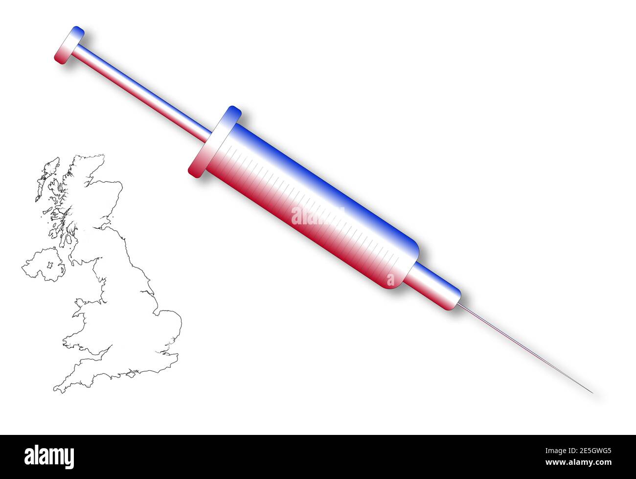 The Turkish crescent and star flag logo, with vaccine syringes shooting out at covid-19 virus cells Stock Photo