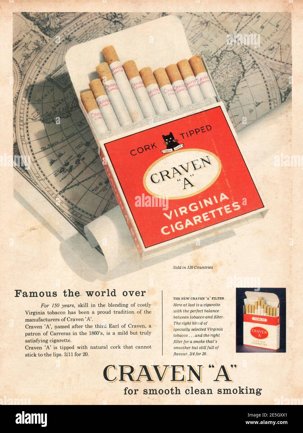 1950 UK Magazine Advert Craven 'A' Cigarettes Stock Photo - Alamy