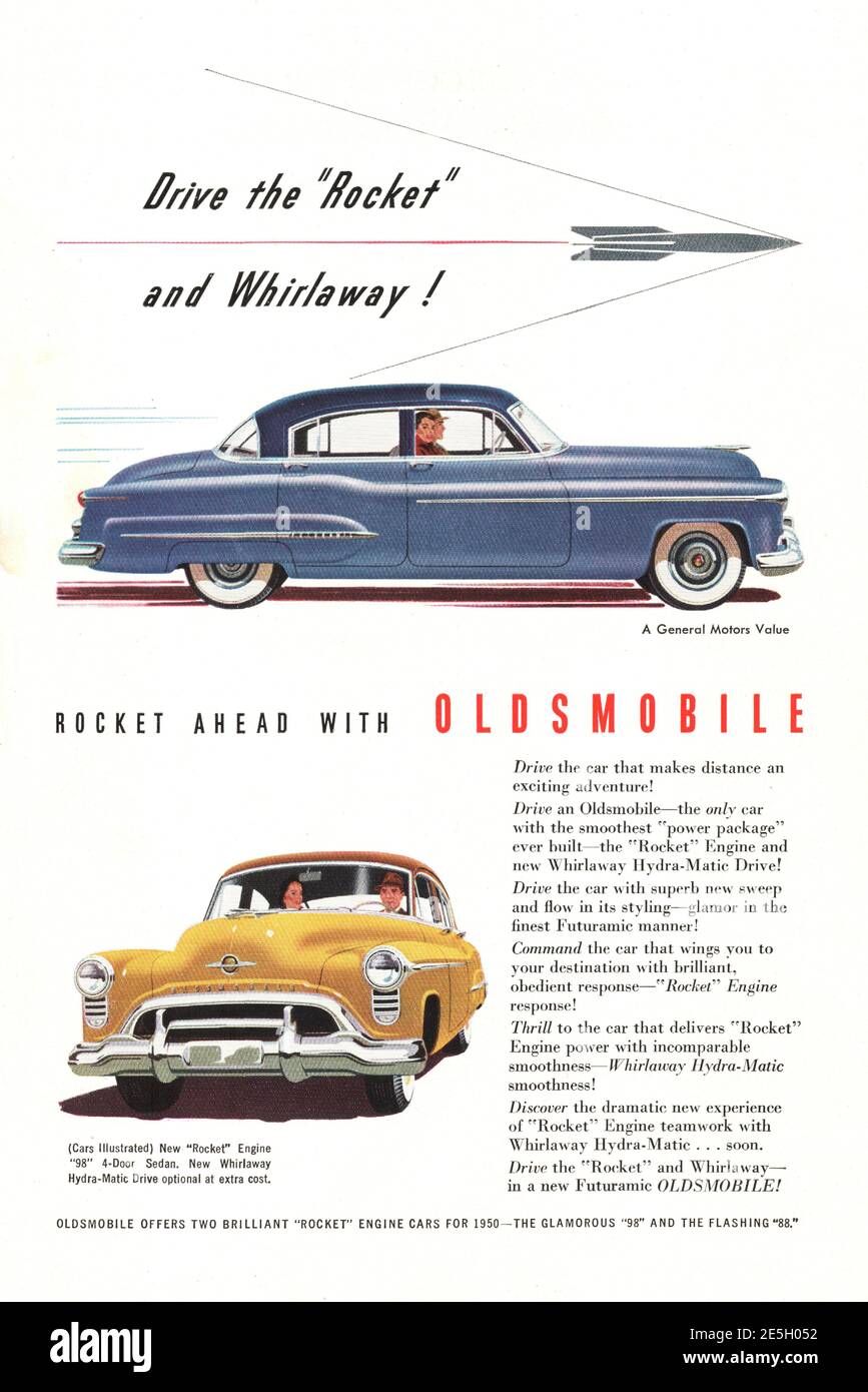 1950 US Advert Oldsmobile Stock Photo