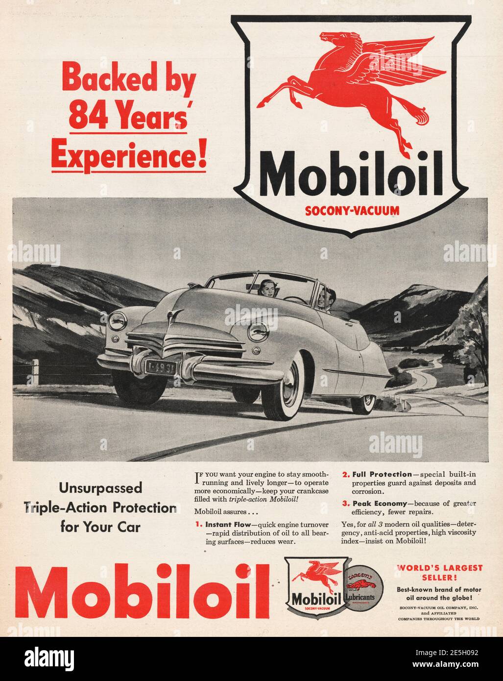 1950 U.S. Magazine Mobil Oil Advert Stock Photo
