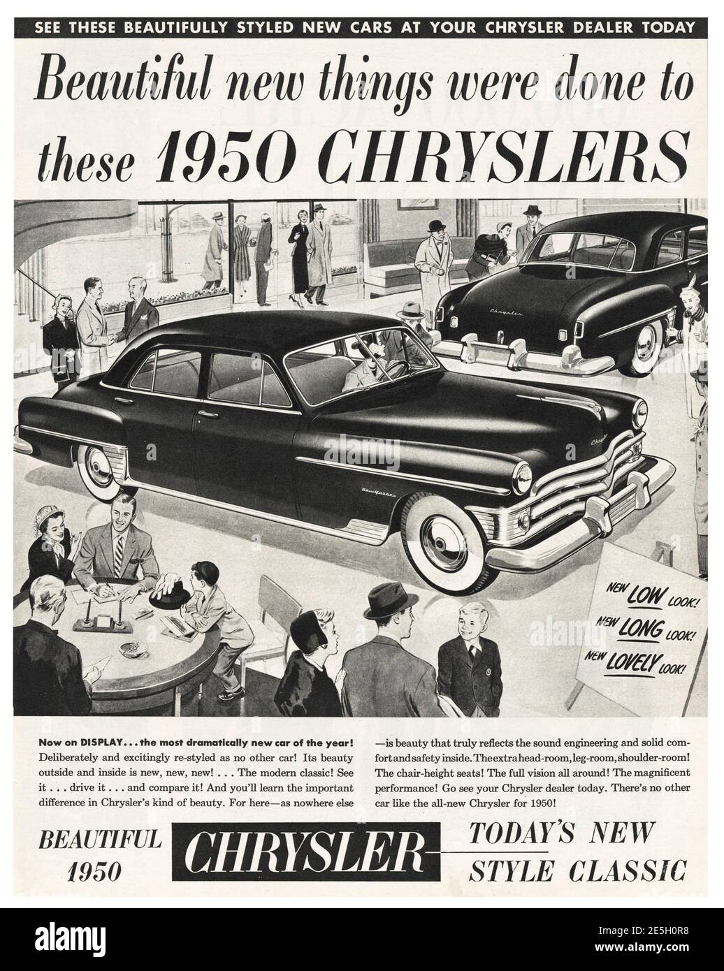 1950 U.S. Magazine Chrysler Car Advert Stock Photo