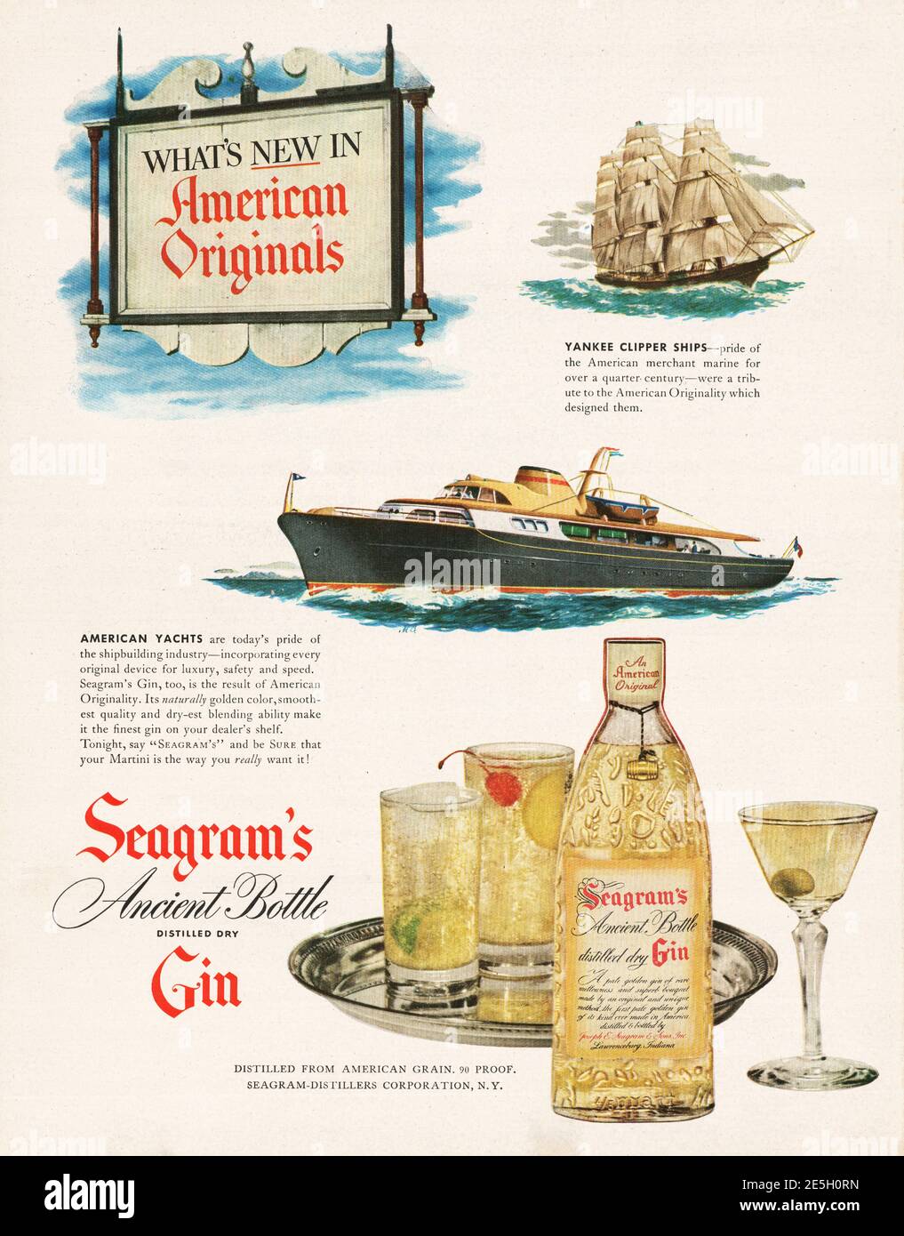 1950 U.S. Magazine Seagram's Gin Advert Stock Photo