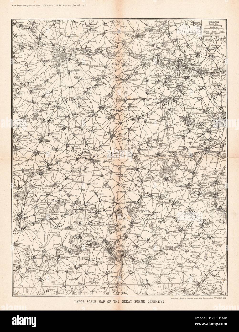 1917 Map of the Somme Offensive Stock Photo