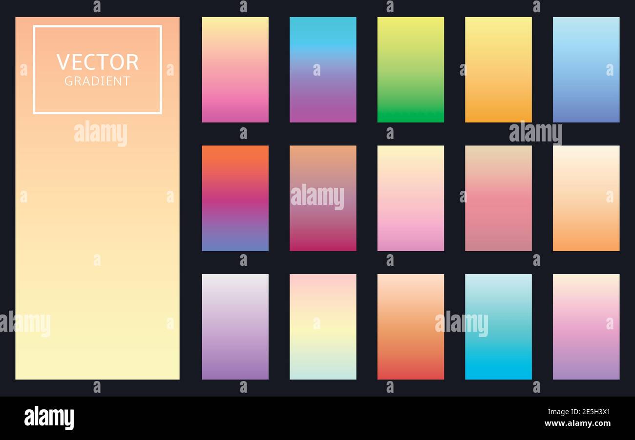 Collection of colorful smooth gradient background for graphic design Stock Vector