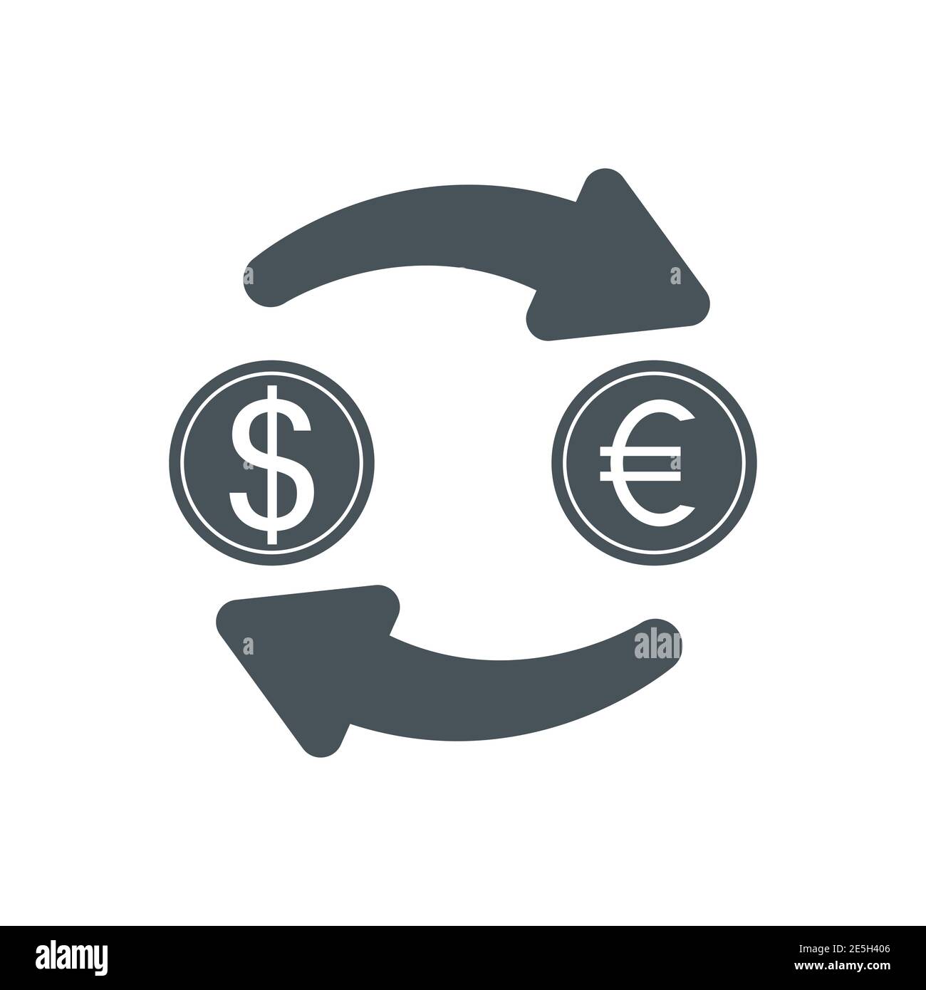 Exchange money concept. Cash flow icon. Recycle dolar and euro coin symbol. Money and arrows sign. Vector isolated on white Stock Vector