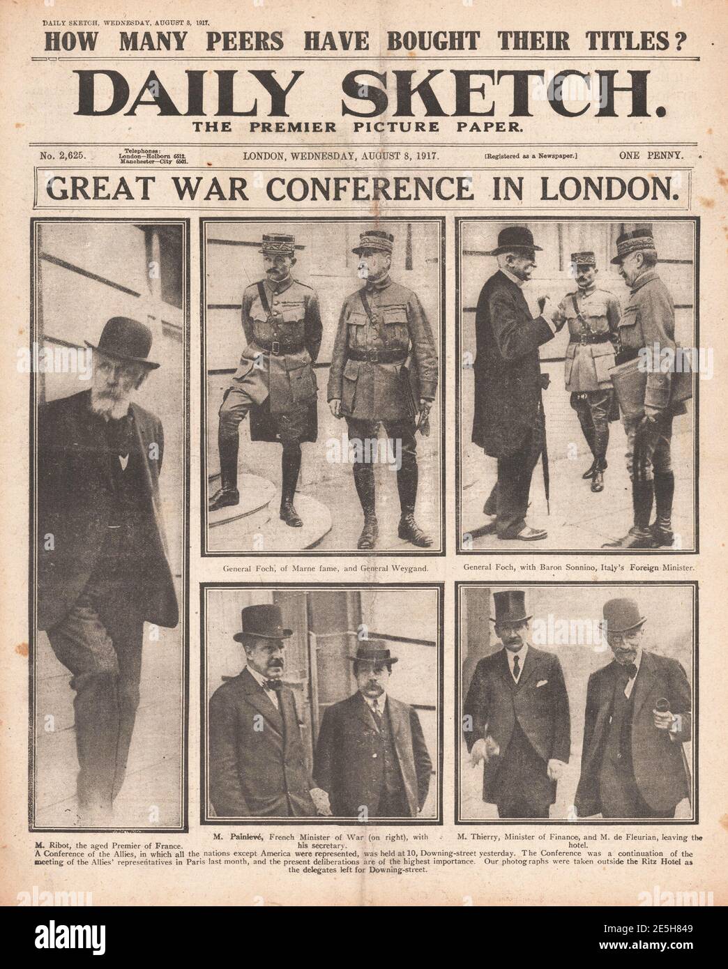 1917 Daily Sketch War Conference in London Stock Photo