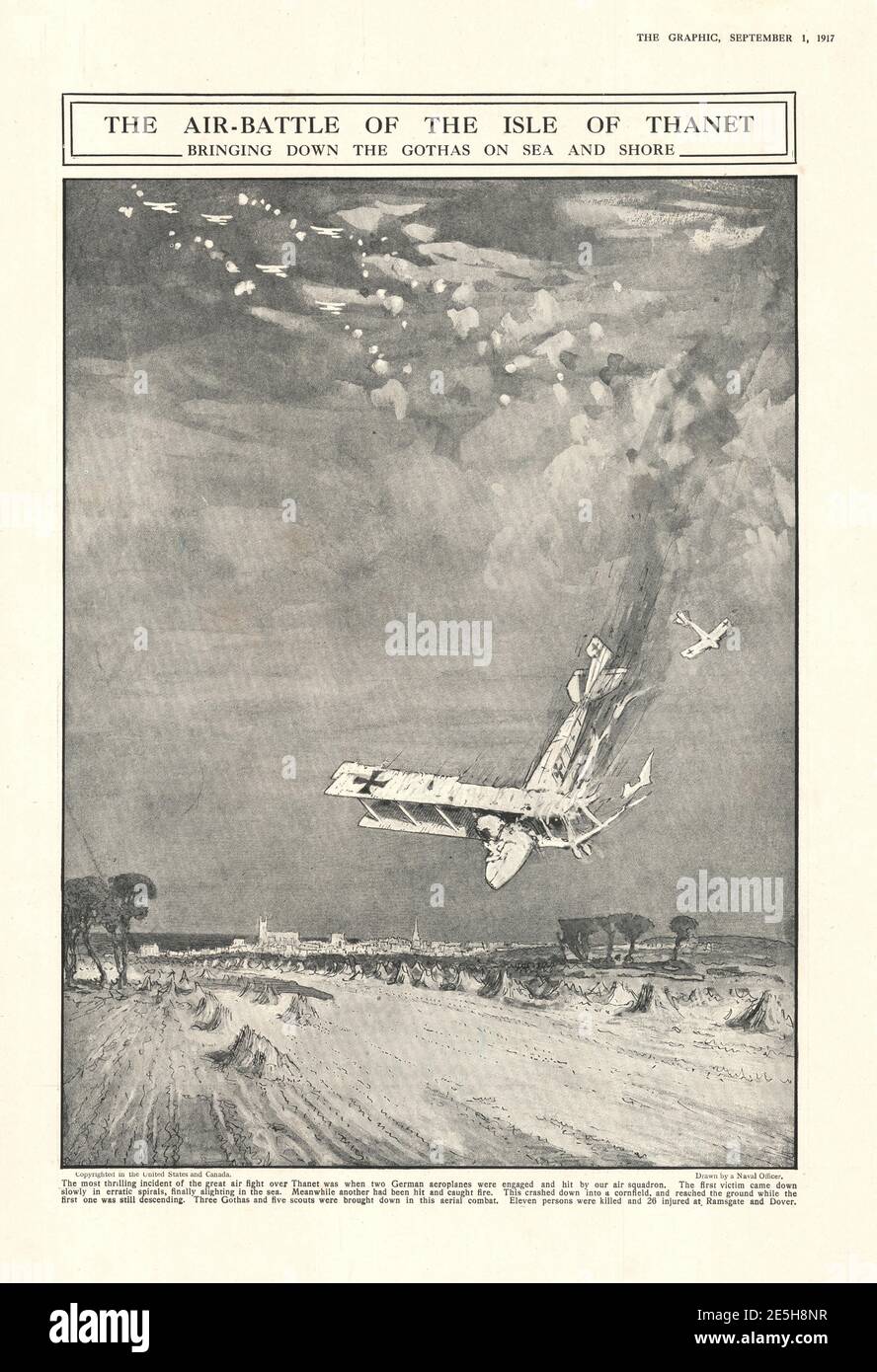 1917 The Graphic Air Battle over Thanet Stock Photo