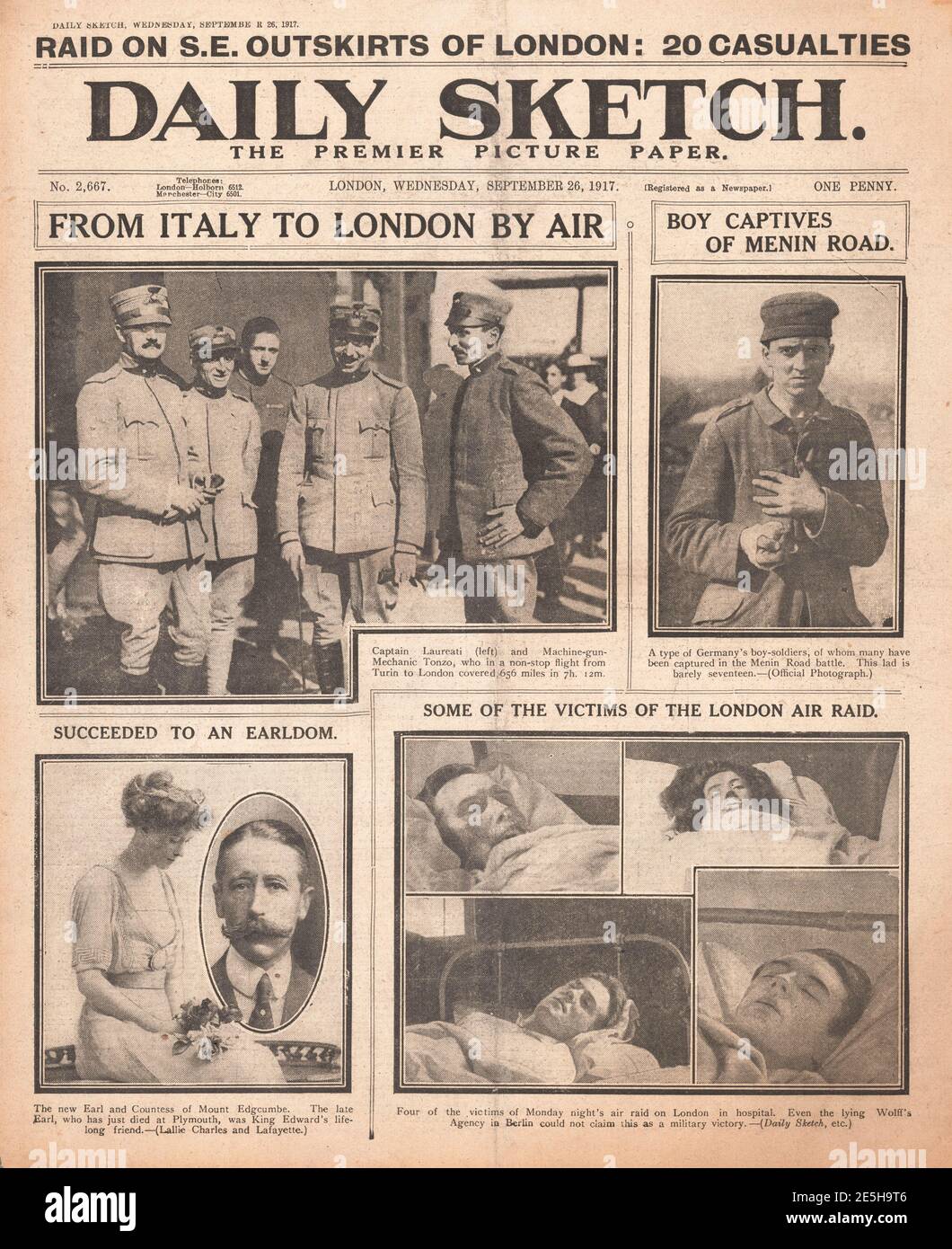 1917 Daily Sketch Air Raid on London Stock Photo