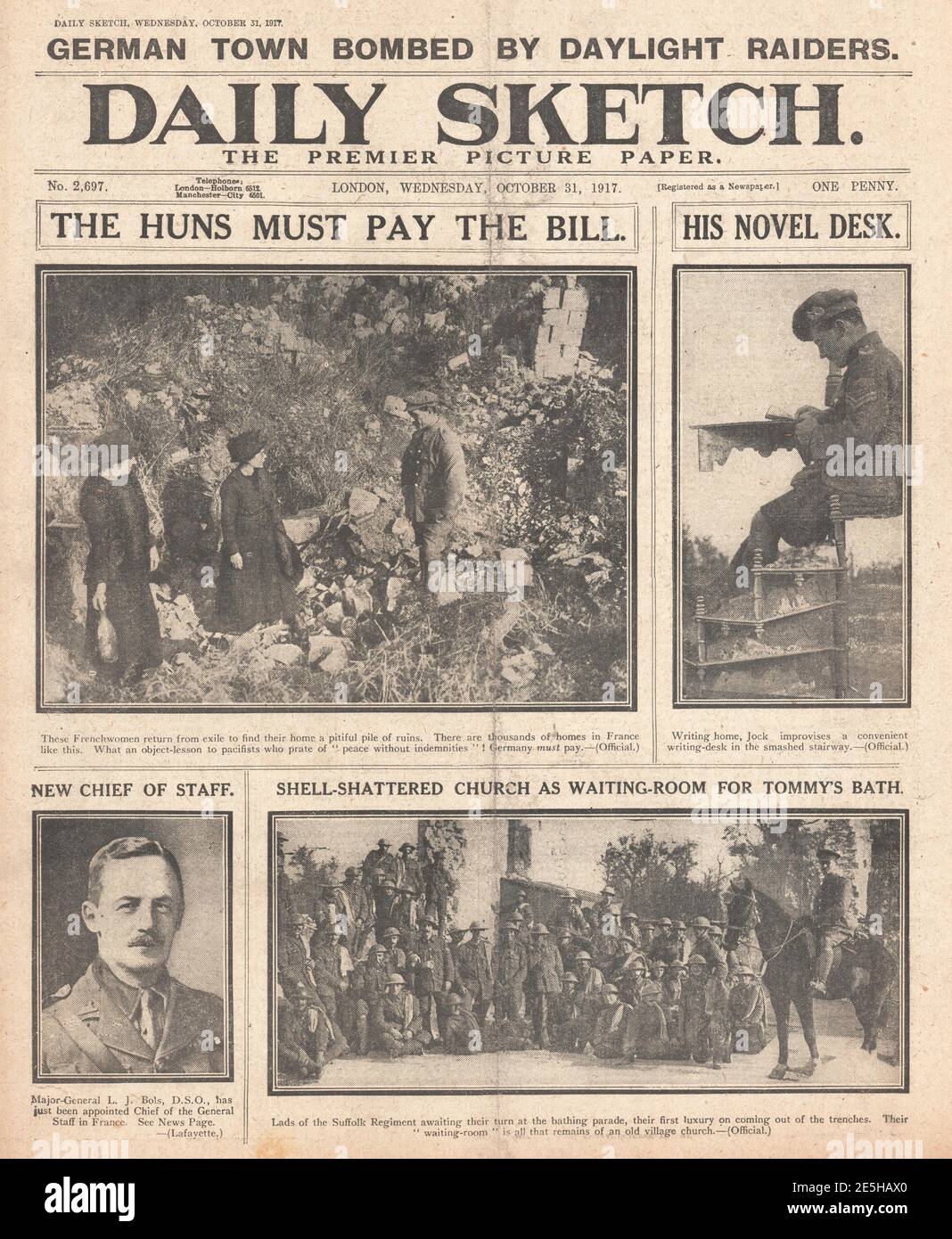 1917 Daily Sketch Sir Louis Bols Appointed Chief of Staf Stock Photo