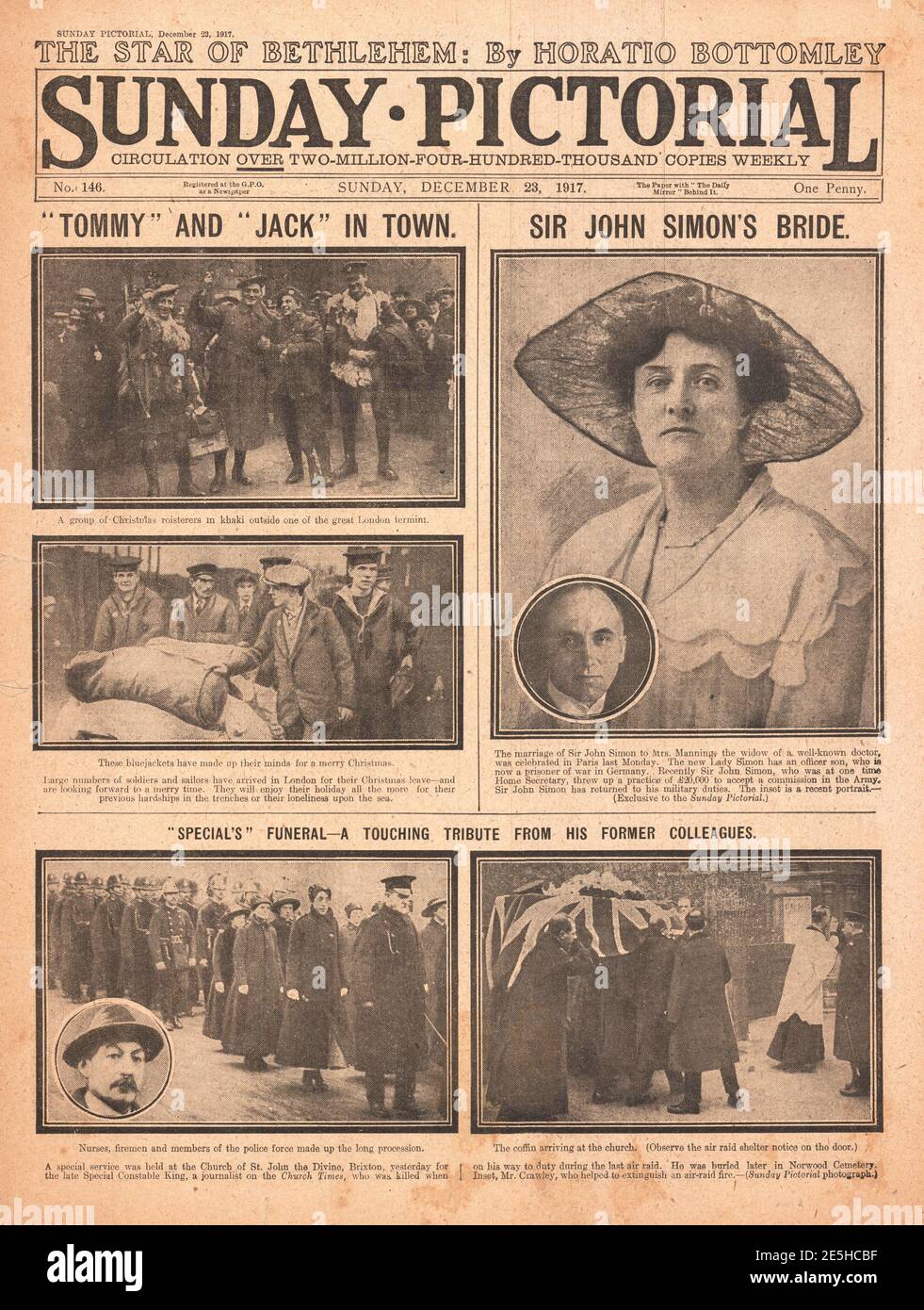 1917 Sunday Pictorial Marriage of Sir John Simon Stock Photo