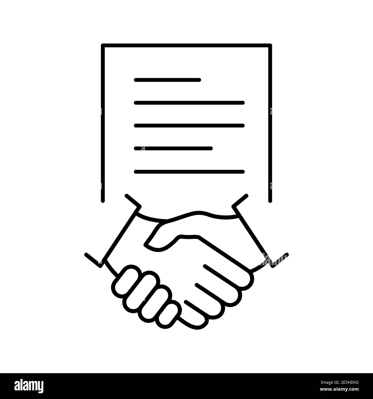 Business contract linear icon. Handshake teamwork line concept. Vector isolated on white. Stock Vector