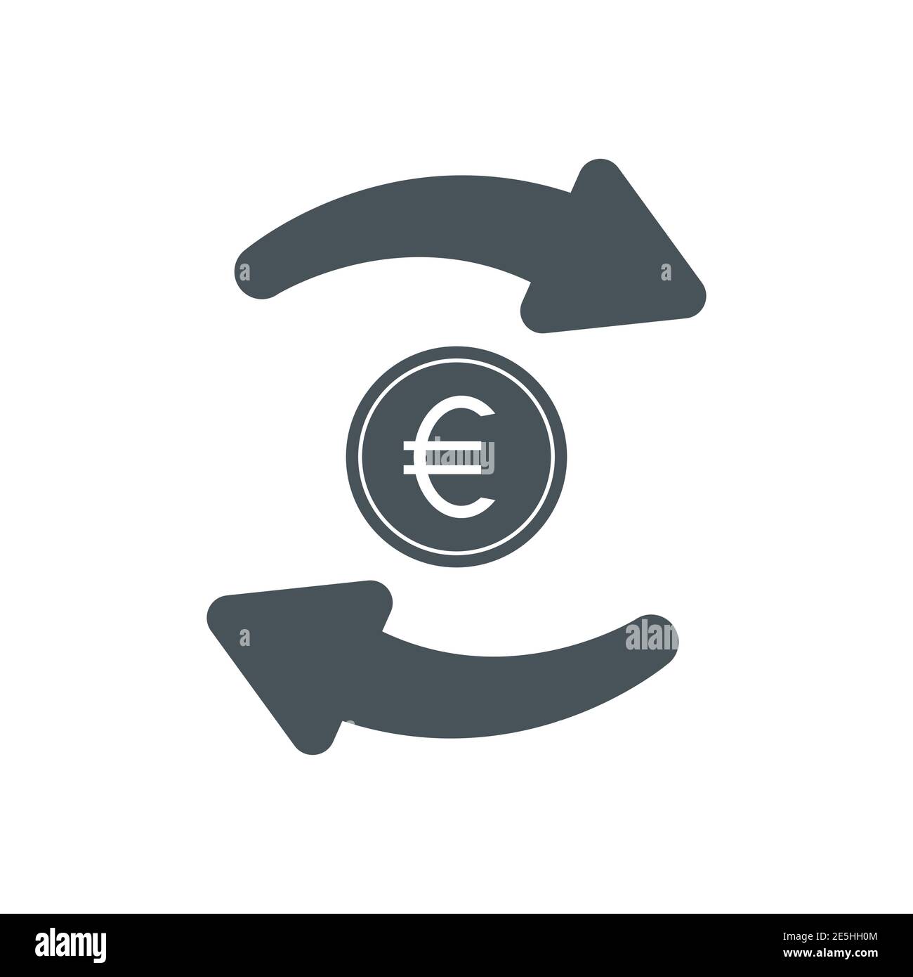 Cash flow icon. Recycle euro coin symbol. Money and arrows sign. Vector isolated on white. Stock Vector