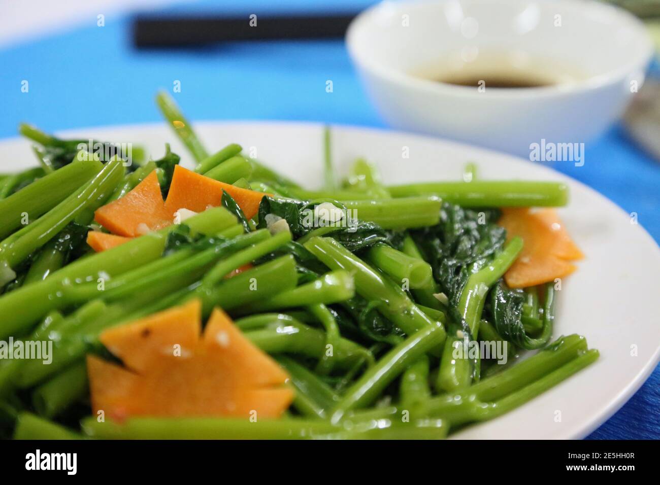 Stirfried Vietnamese morning glory vegetable Stock Photo Alamy