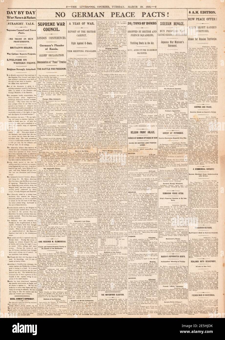 1918 Liverpool Courier Supreme War Council Stock Photo