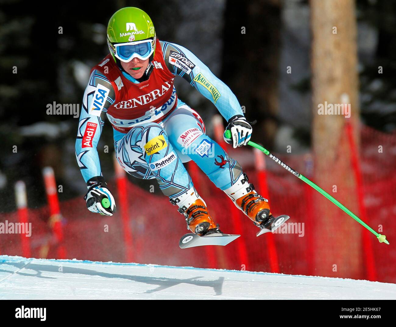 Stacey Cook of the U.S. makes as turn during the Women's World Cup downhill alpine skiing race in Lake Louise, Alberta December 2, 2011.  REUTERS/Mike Blake   (CANADA - Tags: SPORT SKIING) Stock Photo