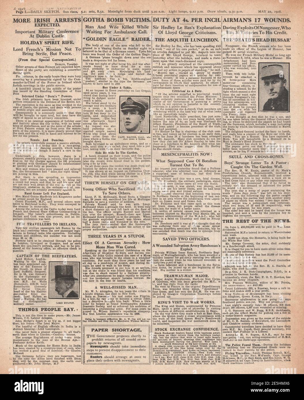 1918 Daily Sketch Gotha raid on London Stock Photo