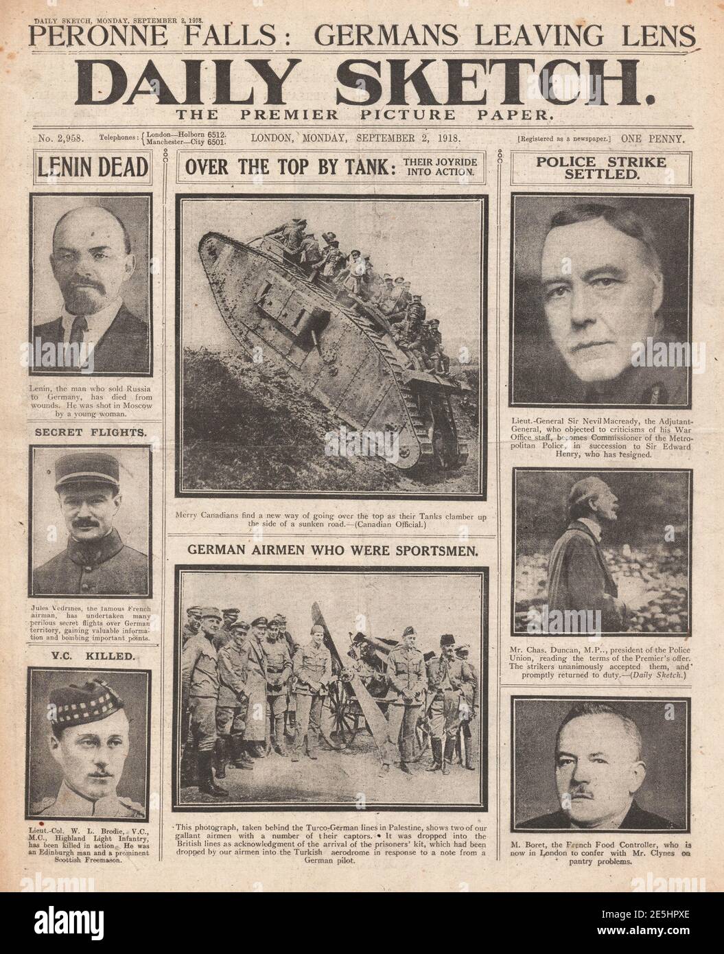 1918 Daily Sketch False report of Lenin's death Stock Photo