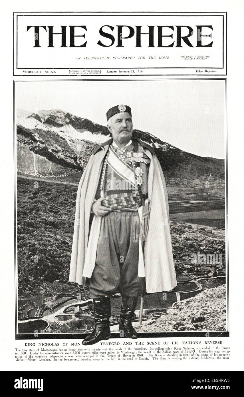 1916 The Sphere King Nicholas of Montenegro Stock Photo
