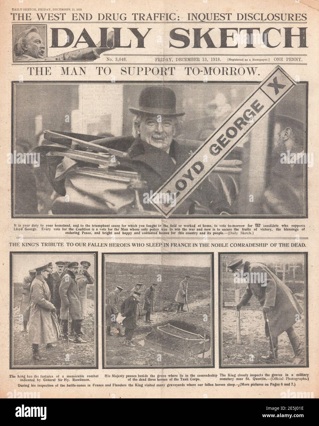 1918 Daily Sketch front page UK General Election Stock Photo
