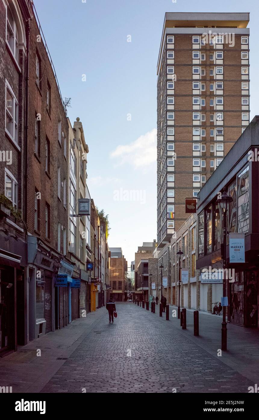 Deserted London - Berwick Street in Soho during lockdown. Stock Photo