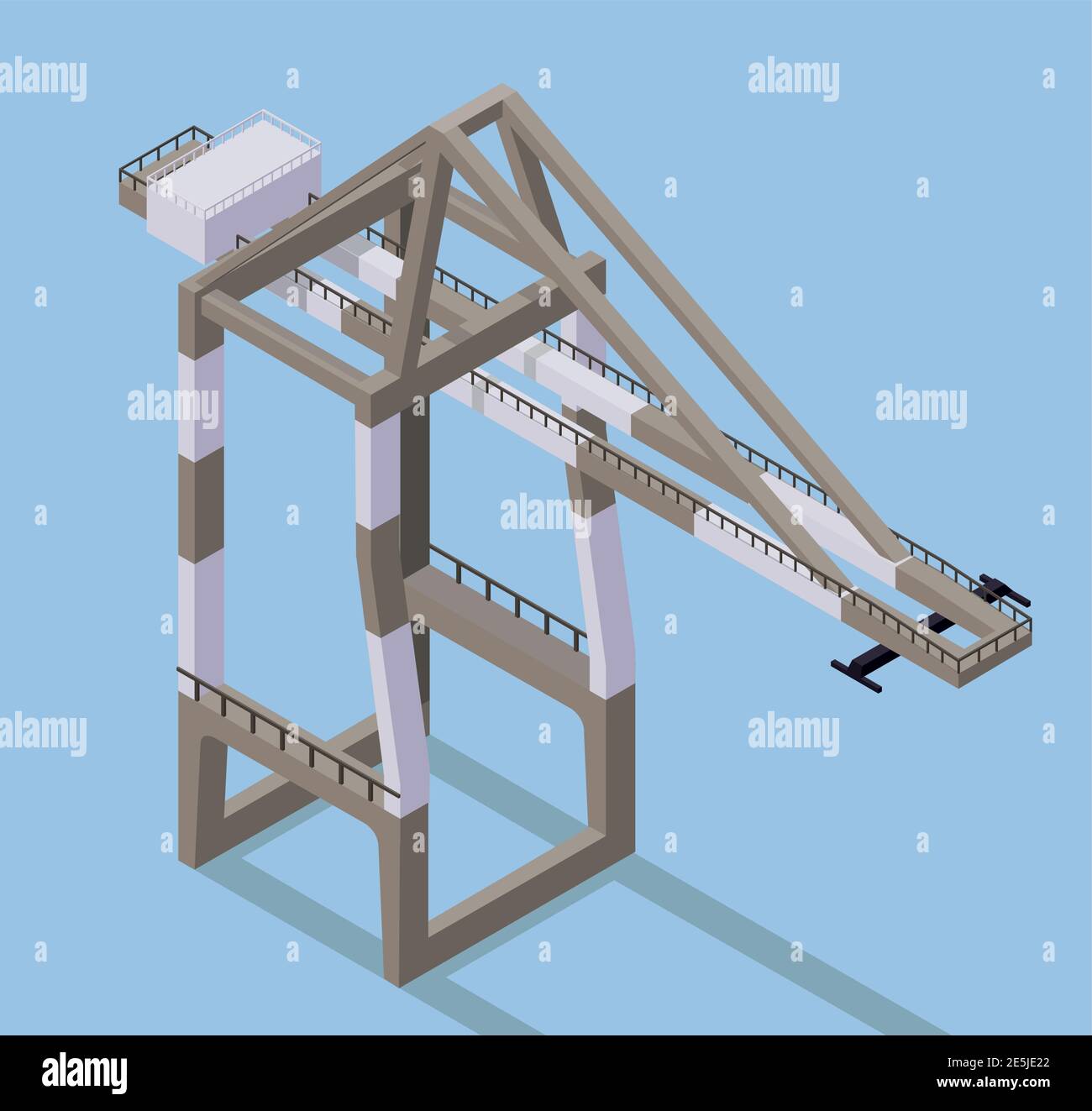 Vector isometric illustration of cargo crane. Port crane in docks Stock ...