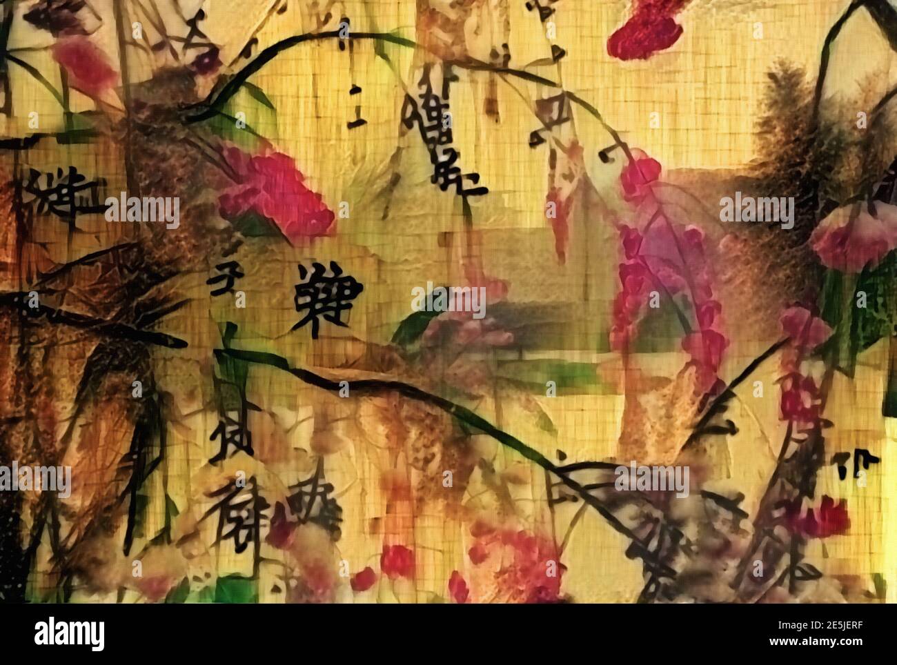 Painting in Japan style. 3D rendering Stock Photo - Alamy