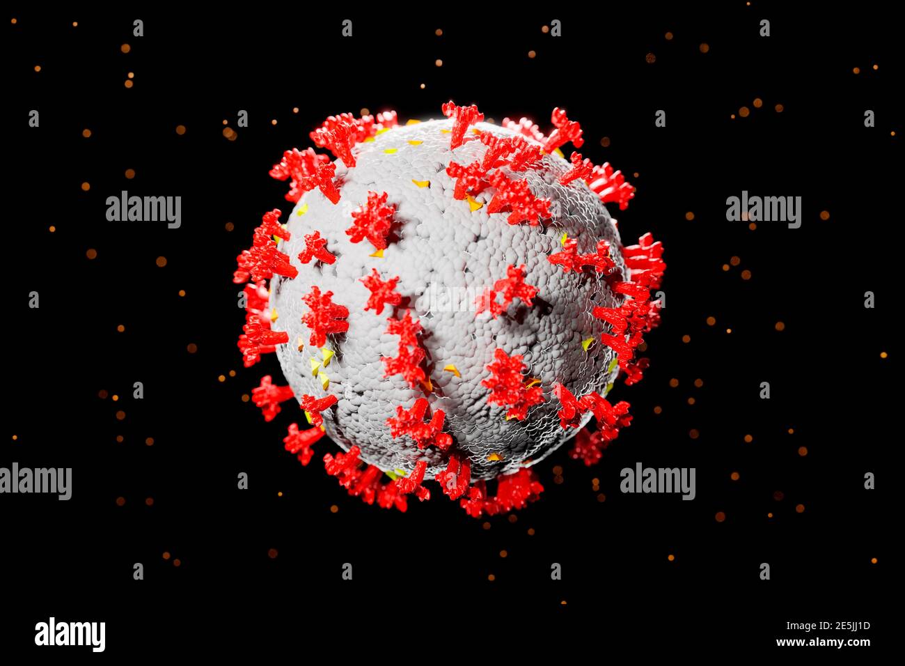 3D illustration of flu virus in microscope Stock Photo