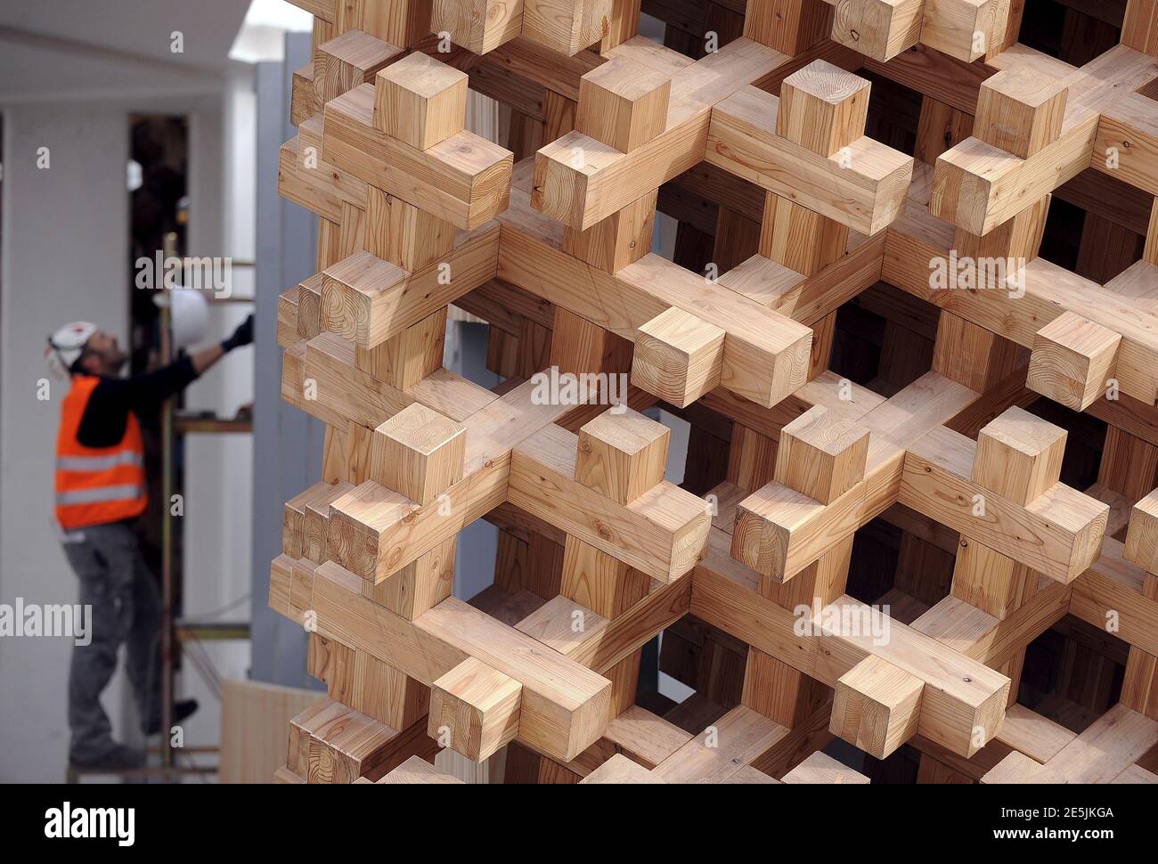 A Worker Is Pictured Near The Japan Pavilion At The Expo 15 Work Site Near Milan April 3 15 Three Weeks Before The Milan Expo Opens On May 1 The Site Of