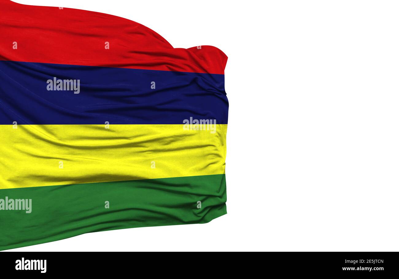 Mauritius flag isolated on white background Stock Photo - Alamy