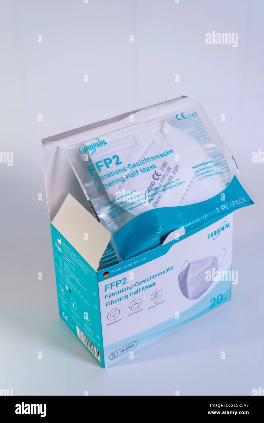 Pack of FFP2 protective masks, face masks, with CE marking, Stock Photo