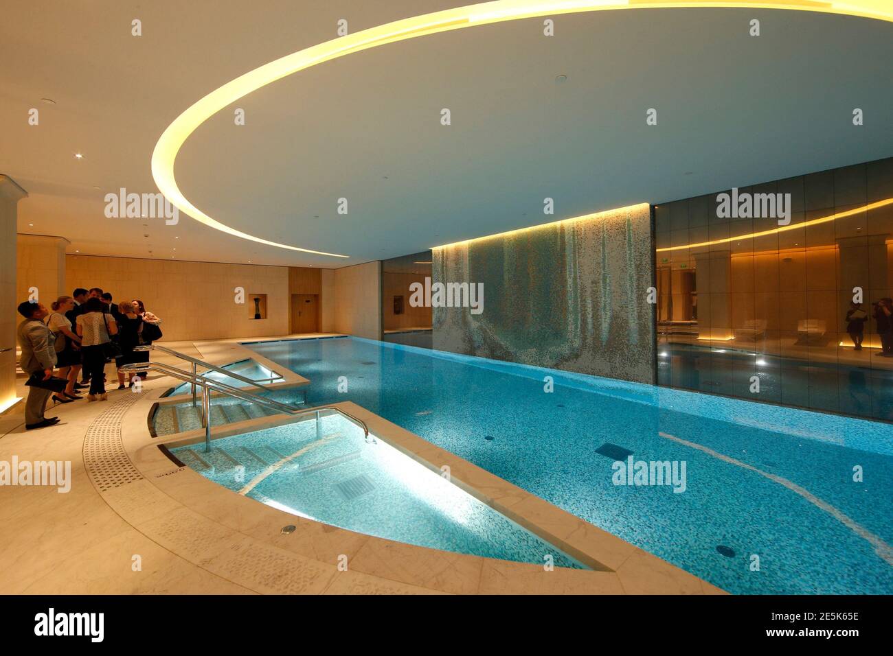 The General View Of The Inside Swimming Pool Of The Peninsula Paris Luxury Hotel During A Press Presentation In Paris June 24 2014 The Building Dating From 1908 Was Acquired By Katara