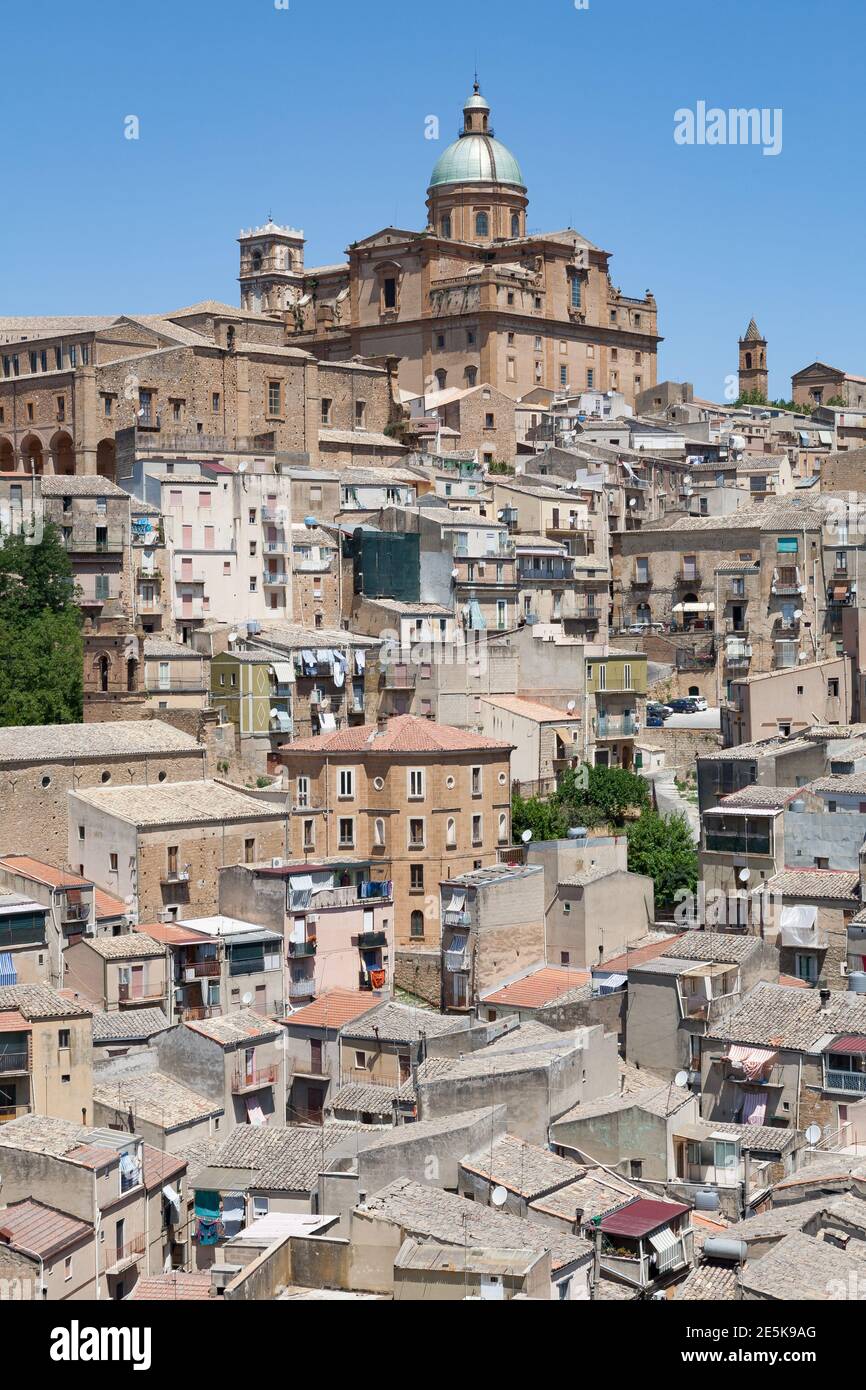 Piazza Armerina, a small town in Sicily nestling on steep hills, Sicily, Italy Stock Photo