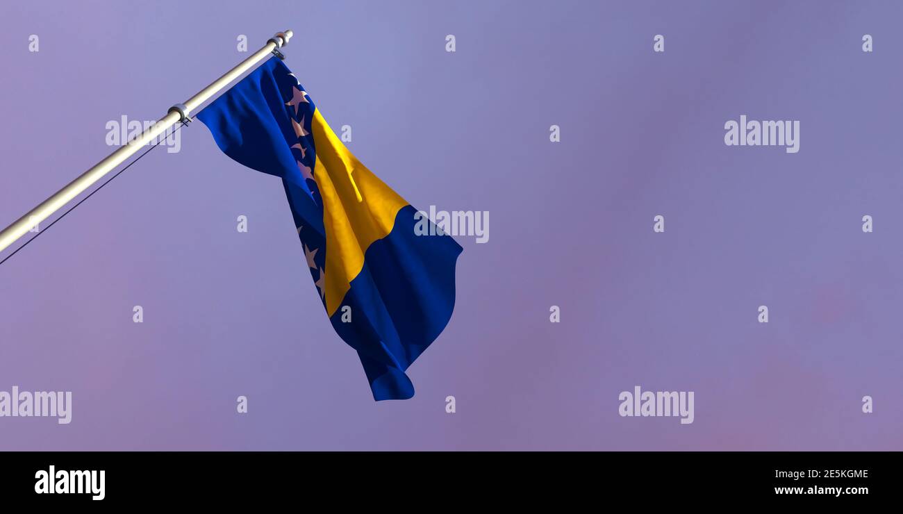 3d rendering of the national flag of the Bosnia and Herzegovina Stock ...