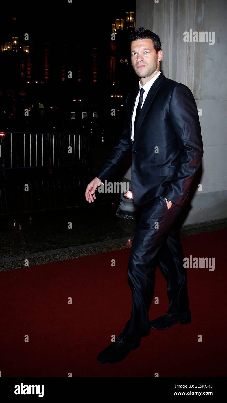 Former German soccer player Michael Ballack arrives at the red carpet ahead of the German sports press ball in Frankfurt, November 10, 2012.  REUTERS/Lisi Niesner  (GERMANY - Tags: ENTERTAINMENT SPORT) Stock Photo