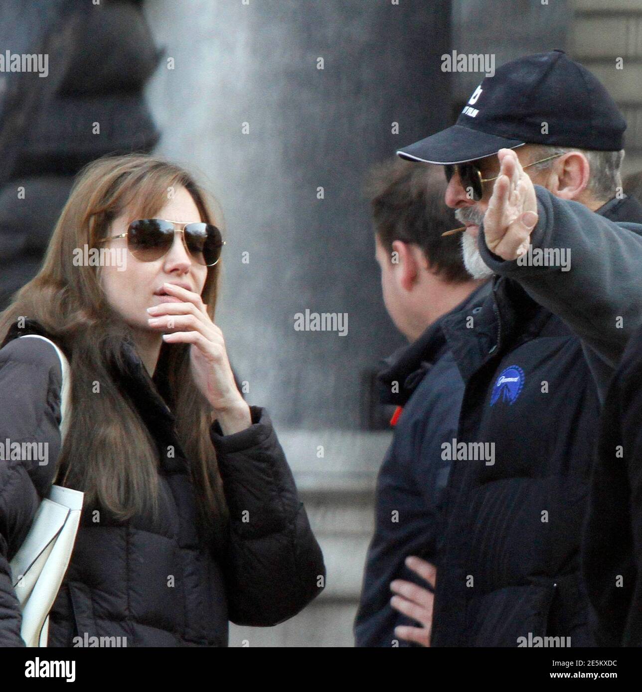 Angelina Jolie Talks To Cast Members During The Filming Of Her First Movie Untitled Bosnian War Love Story In Central Budapest October 13 10 The Film Is Shooting Partly In Hungary And