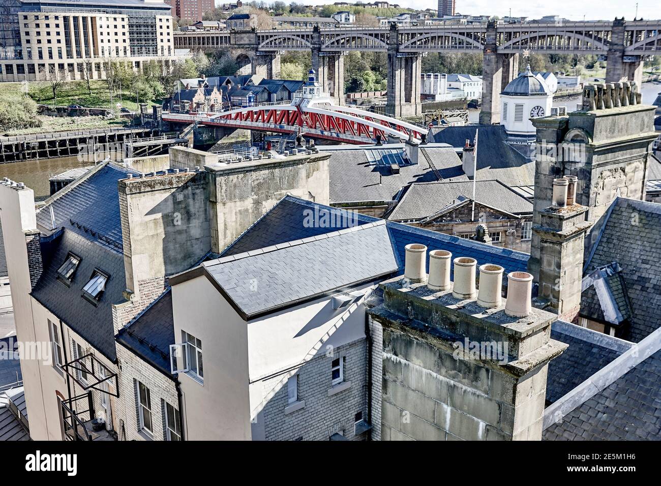 View of the Quayside in Newcastle Upon Tyne, Tyneside, North East England, UK Stock Photo