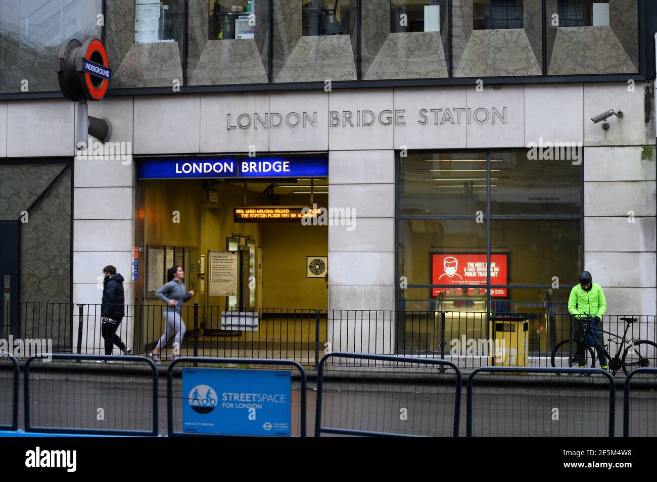 London Bridge underground station. Many commuters are wary of taking public transport during COVID Stock Photo