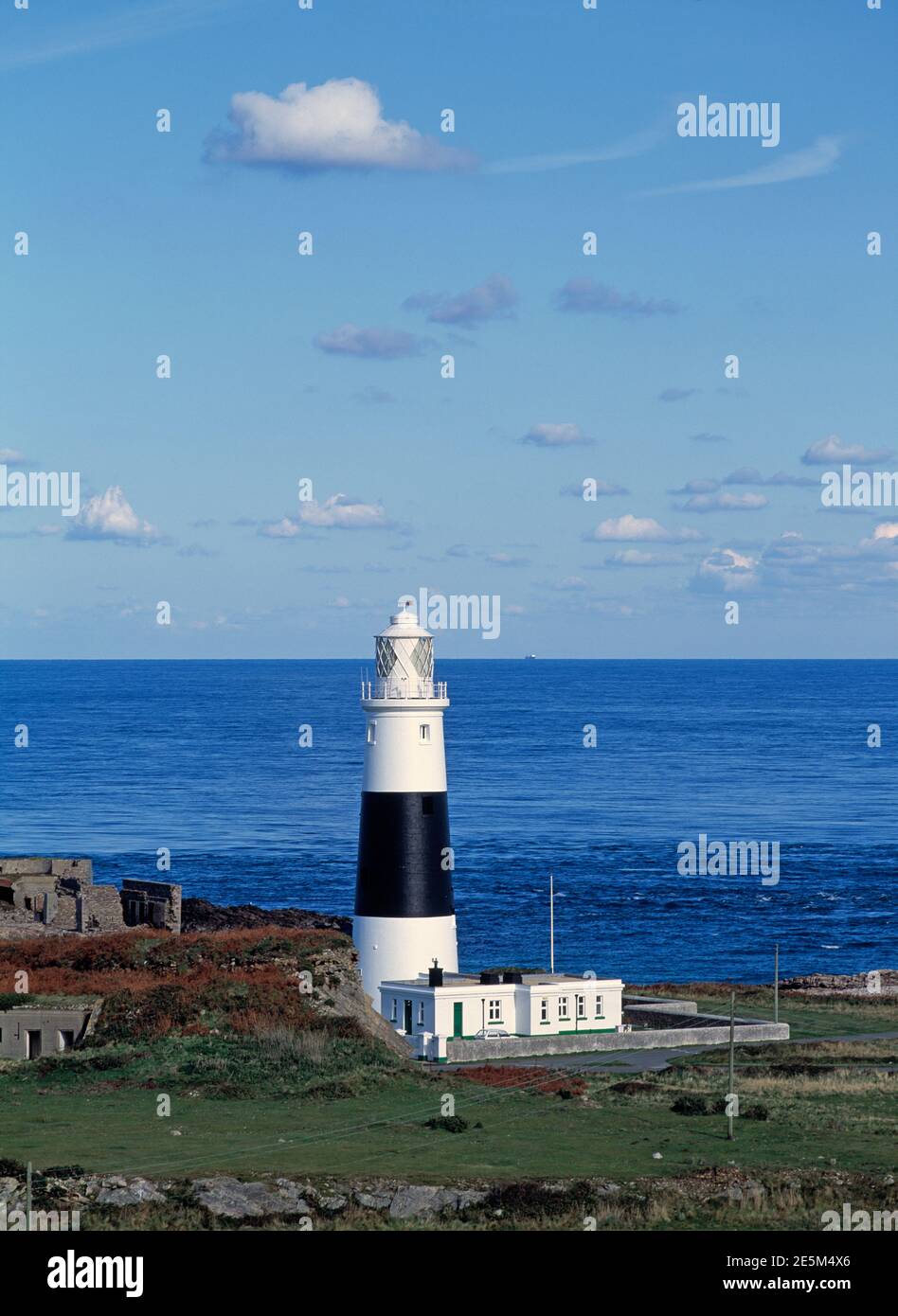 British Channel Islands. Alderney. Mannez Lighthouse. Stock Photo