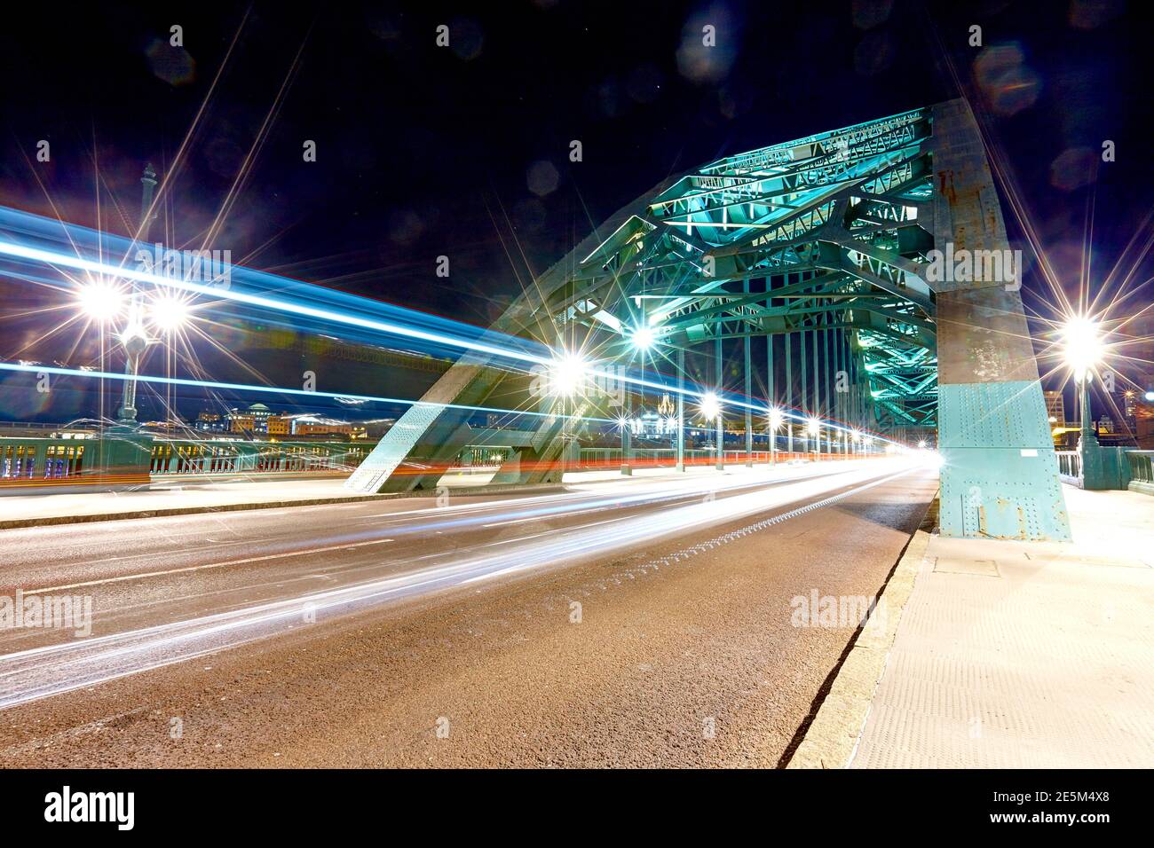 Tyne Bridge at night, Newcastle Upon Tyne, Tyneside, North East England, UK Stock Photo