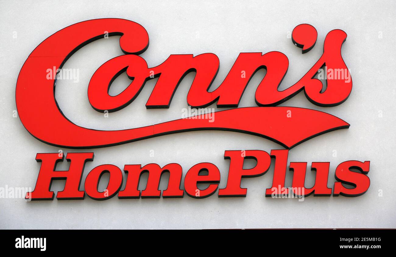 A Conn's store logo is seen in Westminster, Colorado December 9, 2014.  Texas-based electronics and home appliance retailer Conn's Inc reported a quarterly loss, withdrew its 2015 profit forecast, and said its chief financial officer had resigned as its mainly low-income customers struggle with credit payments. REUTERS/Rick Wilking (UNITED STATES - Tags: BUSINESS LOGO) Stock Photo