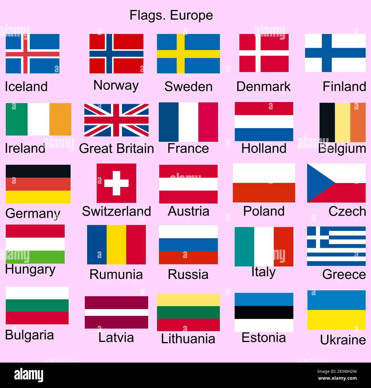 Set of Flags of european countries. Stock Vector